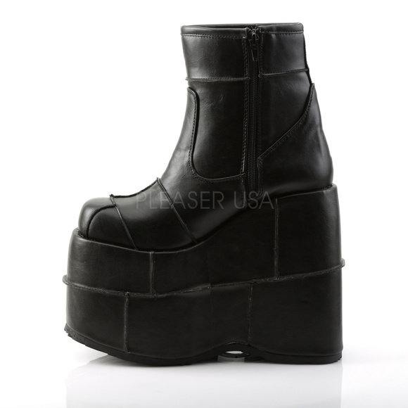 Mens Gothic Platform Patch Ankle Boots